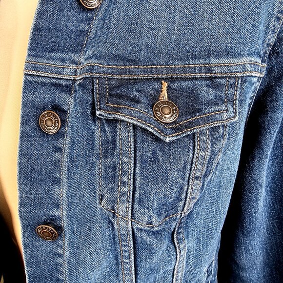 Old Navy Y2K Indigo Slim-Fit Tailored Denim Jacket Small - Picture 5 of 8